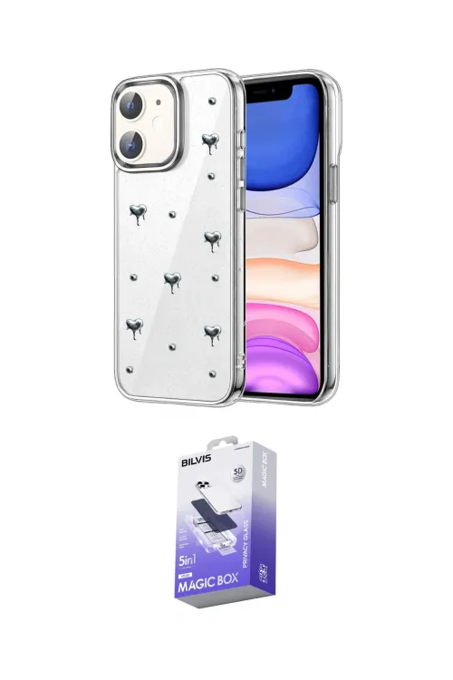 ieg™ iPhone 12 Kılıf Yörünge Form - Siyah Bilvis 5in1 5D Magic Hayalet Cam Ekran Koruyucu