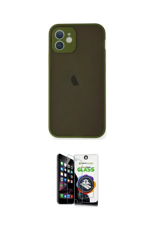 ieg™ iPhone 12 Mini Kılıf Ahenk Çizgi Serisi - Şeffaf Temperli Cam Ekran Koruyucu