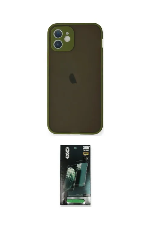 ieg™ iPhone 12 Mini Kılıf Ahenk Çizgi Serisi - Siyah 360 Mat Full Body Arka Koruyucu