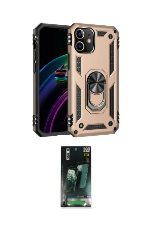 ieg™ iPhone 12 Mini Kılıf Ahenk Klasik Koleksiyonu - Siyah 360 Mat Full Body Arka Koruyucu