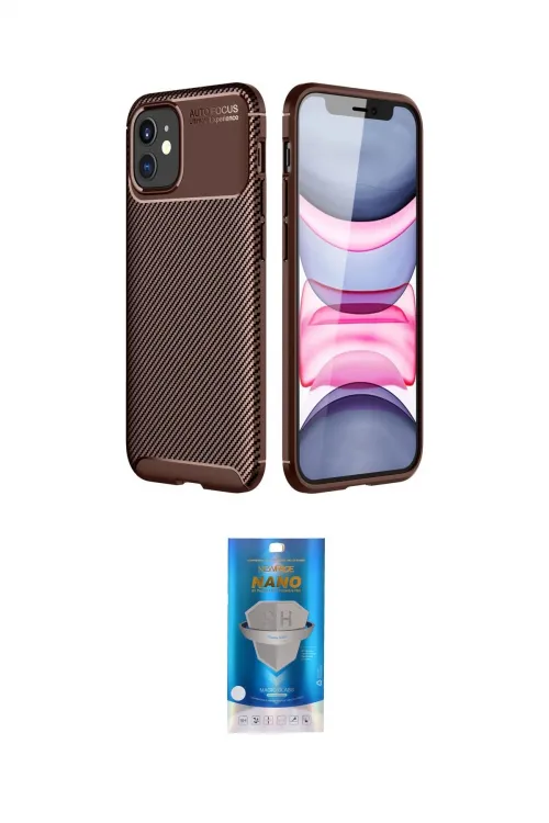 ieg™ iPhone 12 Mini Kılıf Eksen Form Prime - Şeffaf Royal Nano Ekran Koruyucu