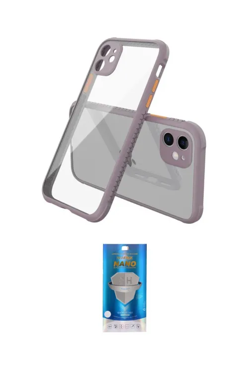ieg™ iPhone 12 Mini Kılıf Nova Asil Özel Seri - Şeffaf Royal Nano Ekran Koruyucu