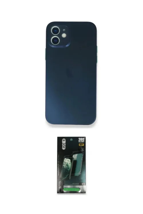 ieg™ iPhone 12 Mini Kılıf Yadigar Yansıma Serisi - Siyah 360 Mat Full Body Arka Koruyucu
