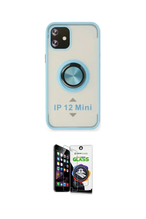 ieg™ iPhone 12 Mini Kılıf Yörünge Çizgi - Şeffaf Temperli Cam Ekran Koruyucu