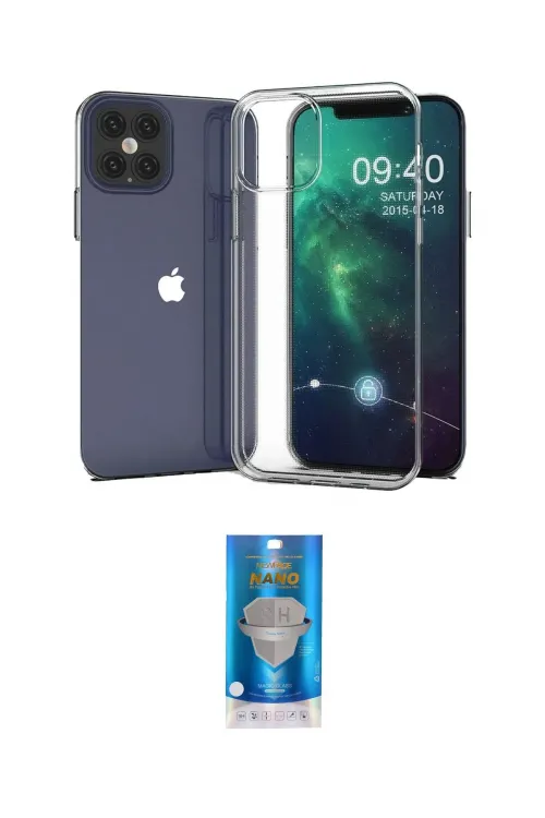 ieg™ iPhone 12 Mini Kılıf Zirve Doku - Şeffaf Royal Nano Ekran Koruyucu