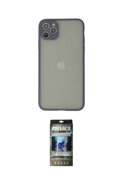 ieg™ iPhone 12 Pro Kılıf Ahenk Çizgi Serisi - Siyah 34D Hayalet Izgaralı Cam