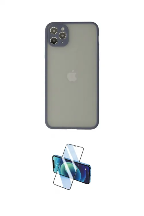 ieg™ iPhone 12 Pro Kılıf Ahenk Çizgi Serisi - Siyah 3D Antistatik Cam Ekran Koruyucu