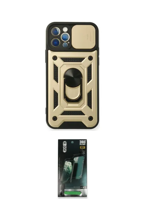ieg™ iPhone 12 Pro Kılıf Ahenk Klasik - Siyah 360 Mat Full Body Arka Koruyucu