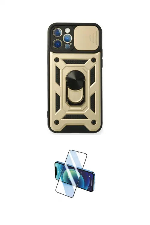 ieg™ iPhone 12 Pro Kılıf Ahenk Klasik - Siyah 3D Antistatik Cam Ekran Koruyucu