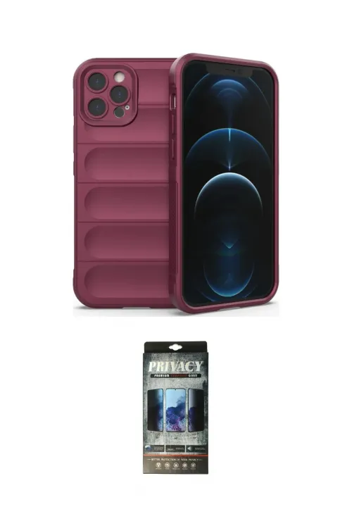ieg™ iPhone 12 Pro Kılıf Atlas Koleksiyonu - Siyah 34D Hayalet Izgaralı Cam