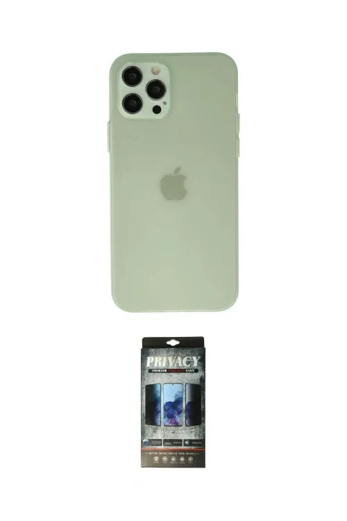 ieg™ iPhone 12 Pro Kılıf Atlas Minimal Prime - Siyah 34D Hayalet Izgaralı Cam