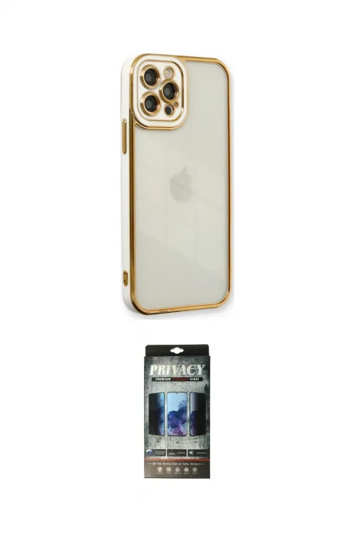 ieg™ iPhone 12 Pro Kılıf Çekirdek Klasik Serisi - Siyah 34D Hayalet Izgaralı Cam