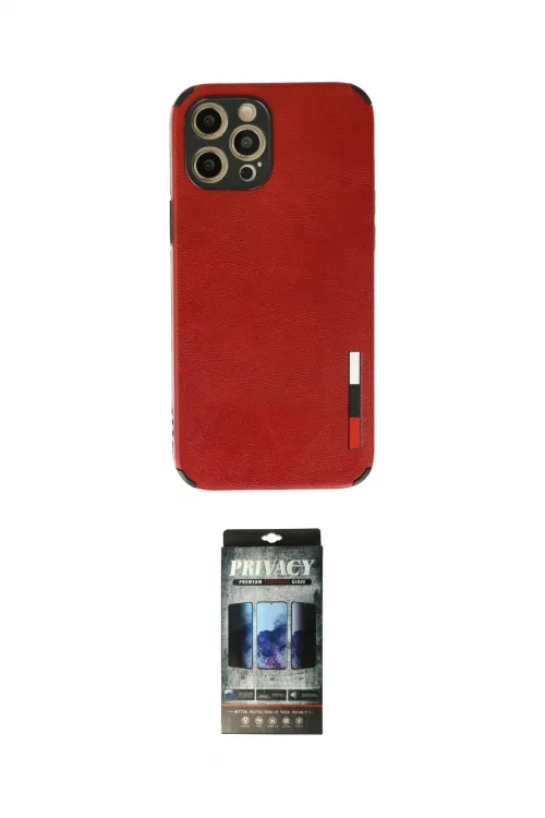 ieg™ iPhone 12 Pro Kılıf Doruk Asil Koleksiyonu - Siyah 34D Hayalet Izgaralı Cam