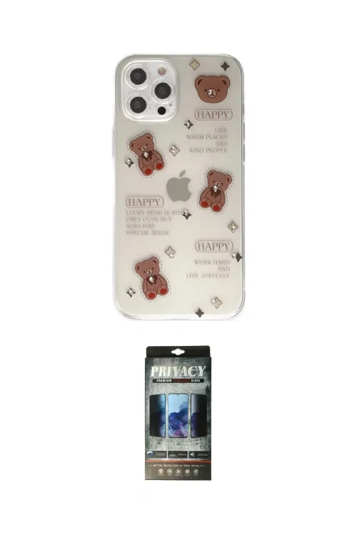 ieg™ iPhone 12 Pro Kılıf Eksen Asil Prime - Siyah 34D Hayalet Izgaralı Cam