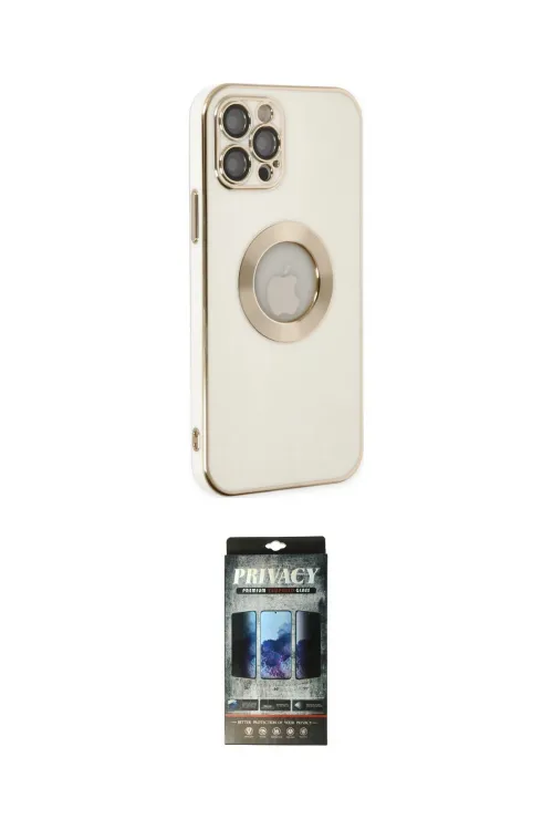 ieg™ iPhone 12 Pro Kılıf İz Form Serisi - Siyah 34D Hayalet Izgaralı Cam