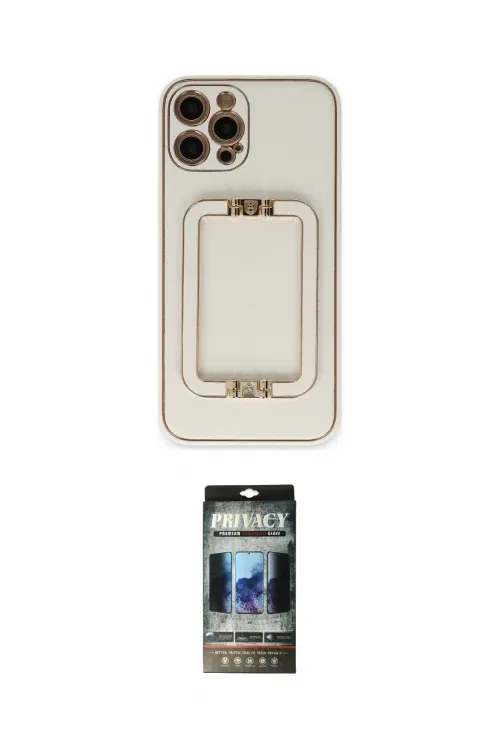 ieg™ iPhone 12 Pro Kılıf Kozmos Minimal Prime - Siyah 34D Hayalet Izgaralı Cam