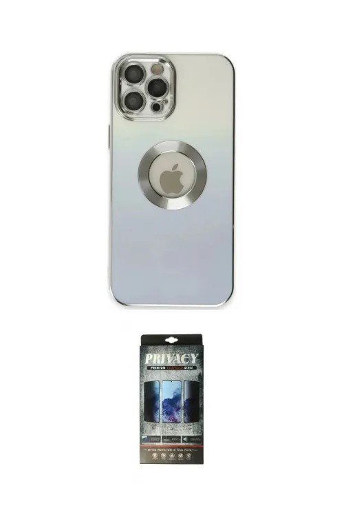 ieg™ iPhone 12 Pro Kılıf Kutup Yansıma Özel Seri - Siyah 34D Hayalet Izgaralı Cam