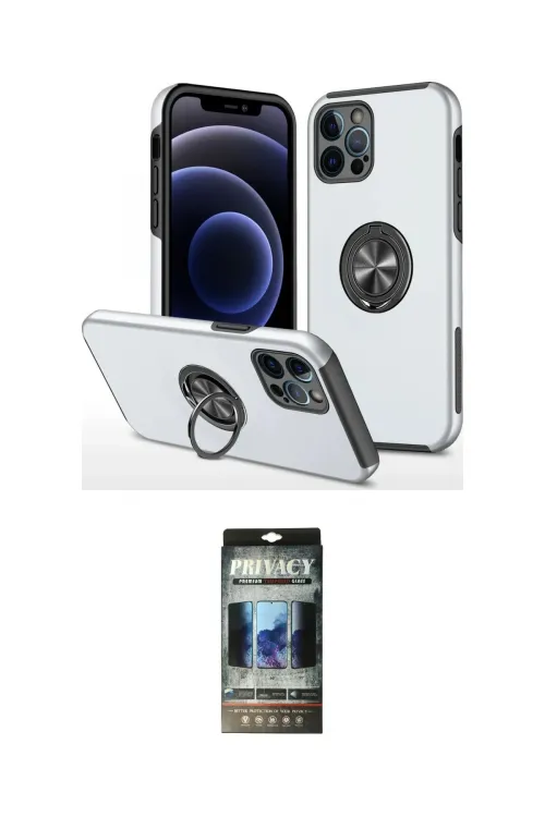 ieg™ iPhone 12 Pro Kılıf Odak Form Prime - Siyah 34D Hayalet Izgaralı Cam