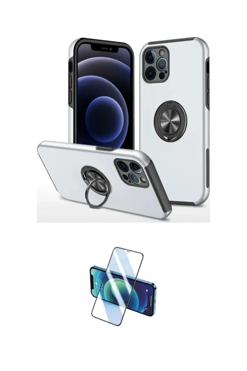 ieg™ iPhone 12 Pro Kılıf Odak Form Prime - Siyah 3D Antistatik Seramik Nano Ekran Koruyucu