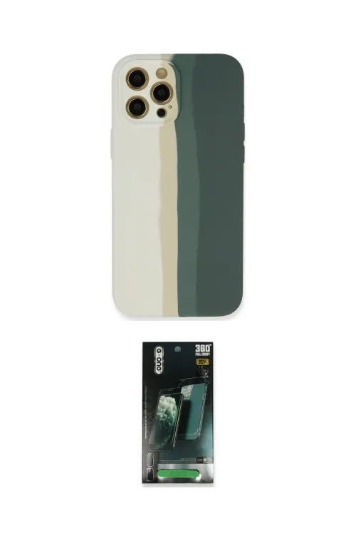 ieg™ iPhone 12 Pro Kılıf Yadigar Çizgi - Siyah 360 Mat Full Body Arka Koruyucu