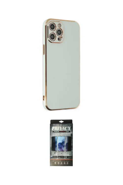 ieg™ iPhone 12 Pro Kılıf Yankı Serisi - Siyah 34D Hayalet Izgaralı Cam