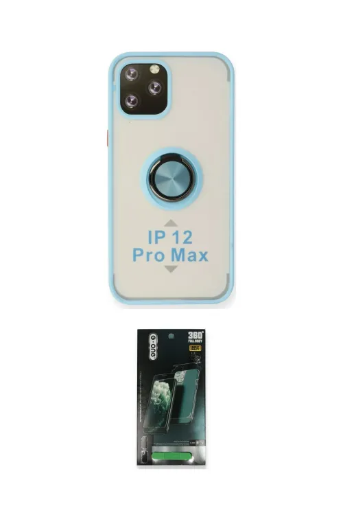 ieg™ iPhone 12 Pro Kılıf Yörünge Çizgi - Şeffaf 360 Full Body Arka Koruyucu