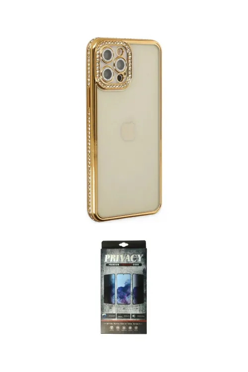 ieg™ iPhone 12 Pro Kılıf Yörünge Koleksiyonu - Siyah 34D Hayalet Izgaralı Cam