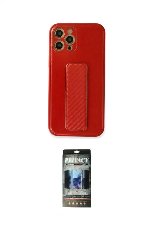ieg™ iPhone 12 Pro Kılıf Yörünge Yansıma - Siyah 34D Hayalet Izgaralı Cam