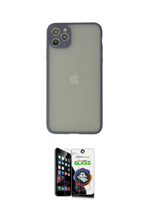 ieg™ iPhone 12 Pro Max Kılıf Ahenk Çizgi Serisi - Şeffaf Temperli Cam Ekran Koruyucu