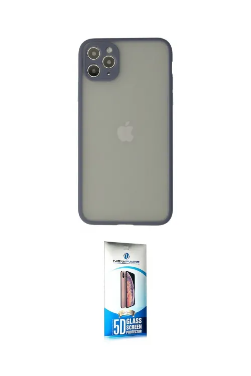 ieg™ iPhone 12 Pro Max Kılıf Ahenk Çizgi Serisi - Siyah 5D Eko Cam Ekran Koruyucu