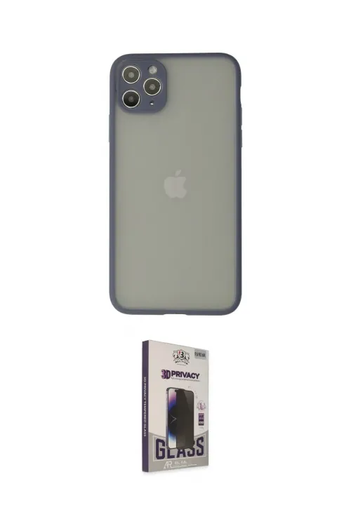ieg™ iPhone 12 Pro Max Kılıf Ahenk Çizgi Serisi - Siyah Bilvis Hayalet Cam Ekran Koruyucu