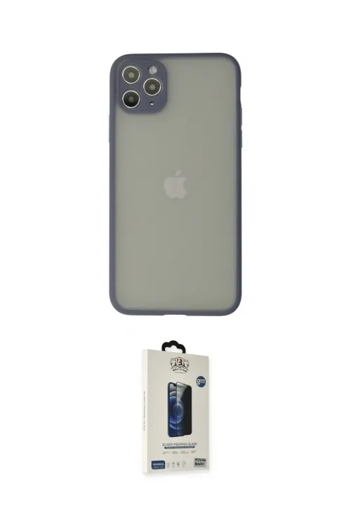 ieg™ iPhone 12 Pro Max Kılıf Ahenk Çizgi Serisi - Siyah Bilvis Hayalet Cam Ekran Koruyucu