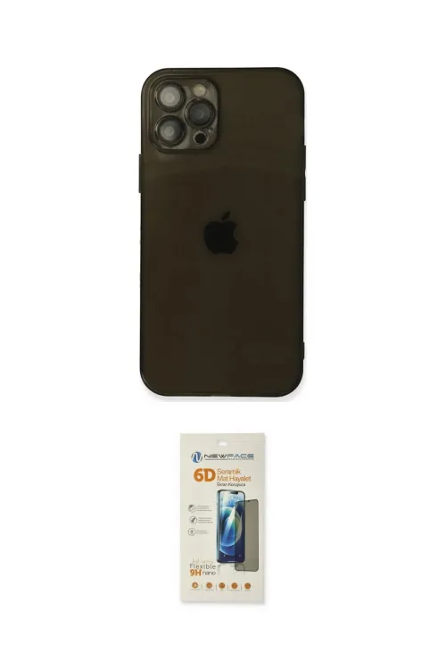 ieg™ iPhone 12 Pro Max Kılıf Ahenk Doku - Siyah 6D Mat Seramik Hayalet Nano Ekran Koruyucu