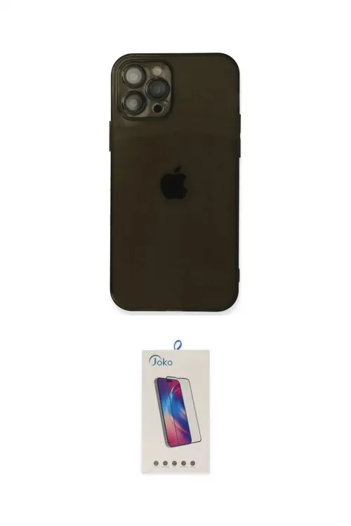 ieg™ iPhone 12 Pro Max Kılıf Ahenk Doku - Siyah Joko 5D Cam