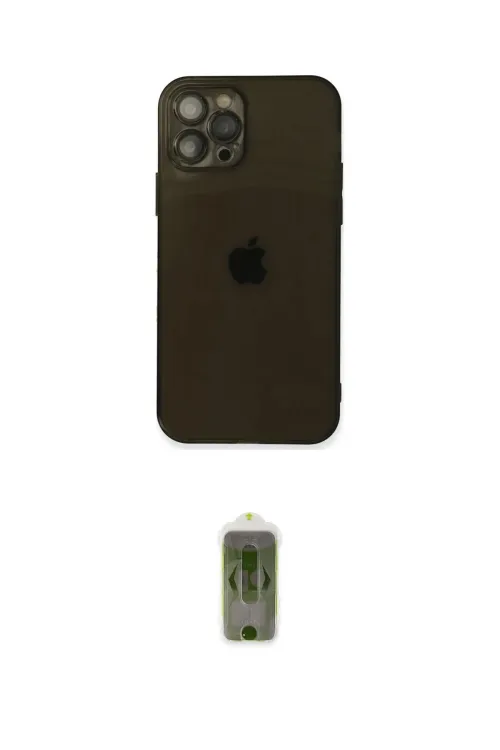 ieg™ iPhone 12 Pro Max Kılıf Ahenk Doku - Siyah Joko Magic 5D Hayalet Cam