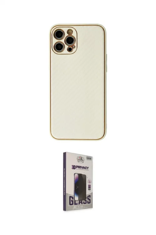 ieg™ iPhone 12 Pro Max Kılıf Ahenk Işık - Siyah Bilvis Hayalet Cam Ekran Koruyucu