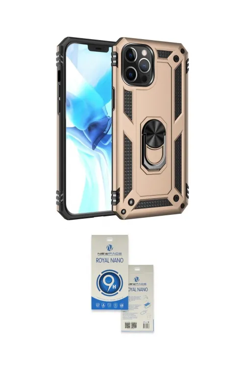 ieg™ iPhone 12 Pro Max Kılıf Ahenk Klasik Koleksiyonu - Şeffaf Royal Nano Ekran Koruyucu