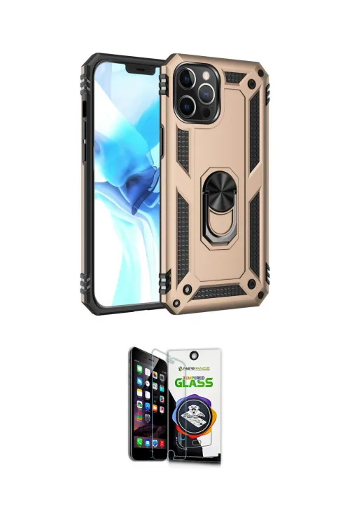 ieg™ iPhone 12 Pro Max Kılıf Ahenk Klasik Koleksiyonu - Şeffaf Temperli Cam Ekran Koruyucu