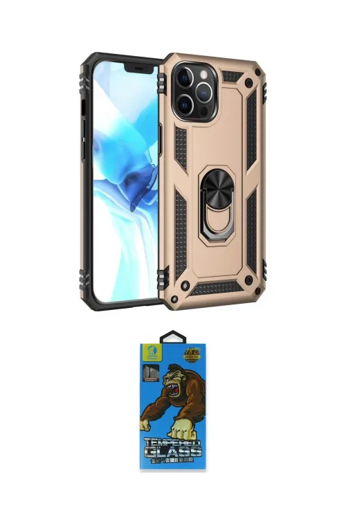 ieg™ iPhone 12 Pro Max Kılıf Ahenk Klasik Koleksiyonu - Siyah 18D Cam Ekran Koruyucu