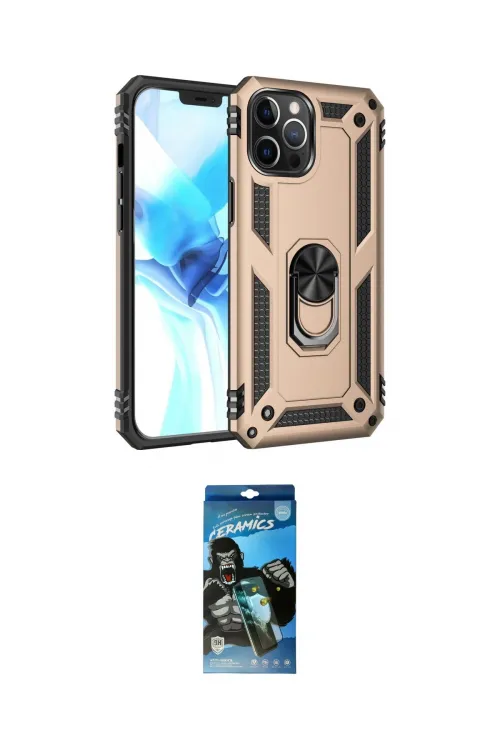 ieg™ iPhone 12 Pro Max Kılıf Ahenk Klasik Koleksiyonu - Siyah 34D Izgaralı Cam