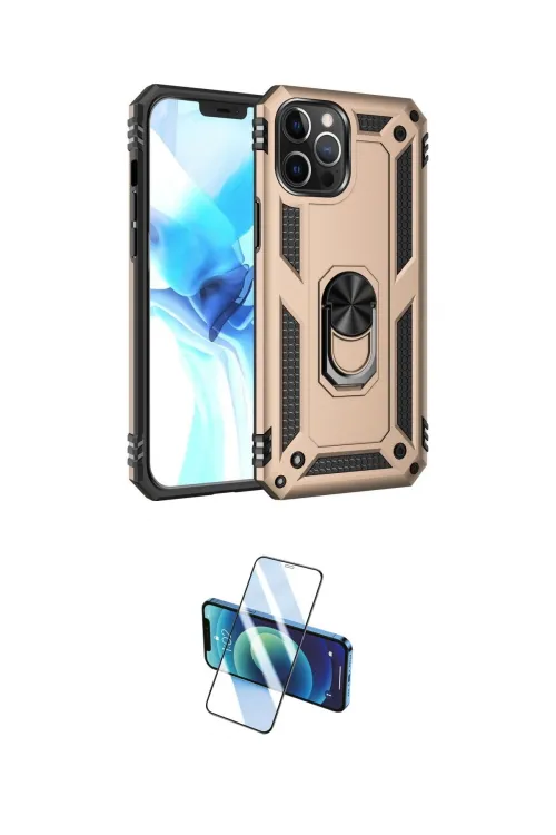 ieg™ iPhone 12 Pro Max Kılıf Ahenk Klasik Koleksiyonu - Siyah 3D Antistatik Cam Ekran Koruyucu