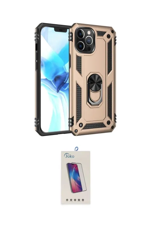 ieg™ iPhone 12 Pro Max Kılıf Ahenk Klasik Koleksiyonu - Siyah Joko 5D Cam