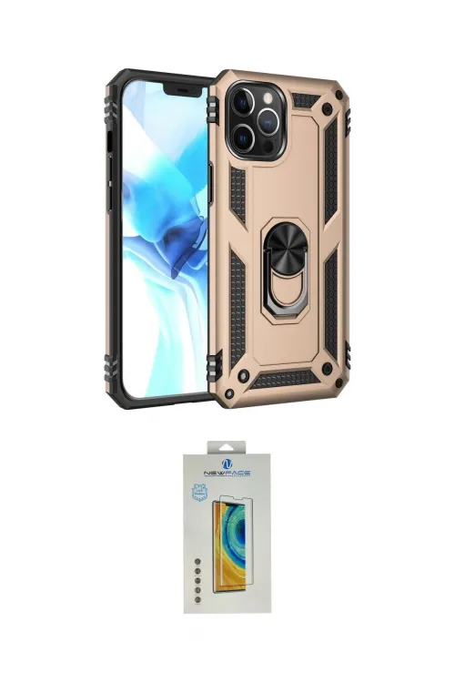 ieg™ iPhone 12 Pro Max Kılıf Ahenk Klasik Koleksiyonu - Siyah Polymer Nano Ekran Koruyucu