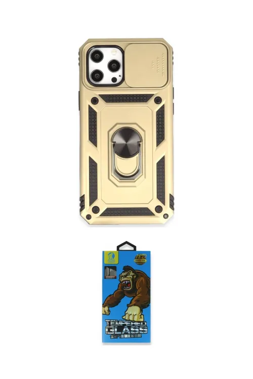 ieg™ iPhone 12 Pro Max Kılıf Ahenk Klasik - Siyah 18D Cam Ekran Koruyucu
