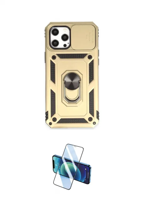 ieg™ iPhone 12 Pro Max Kılıf Ahenk Klasik - Siyah 3D Antistatik Cam Ekran Koruyucu