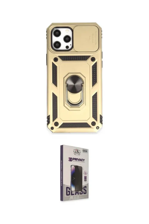 ieg™ iPhone 12 Pro Max Kılıf Ahenk Klasik - Siyah Bilvis Hayalet Cam Ekran Koruyucu