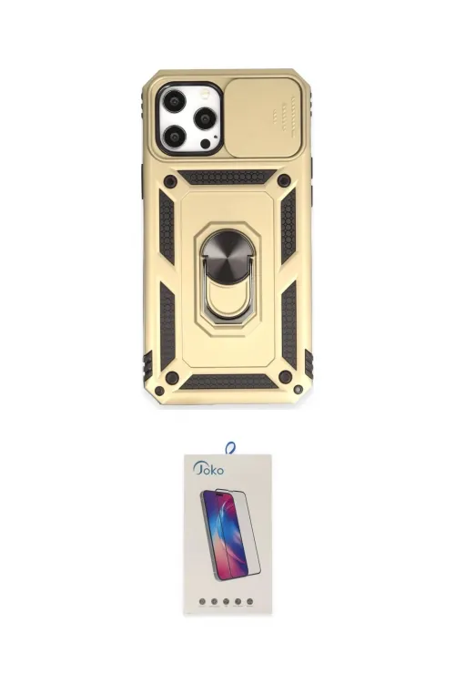 ieg™ iPhone 12 Pro Max Kılıf Ahenk Klasik - Siyah Joko 5D Cam