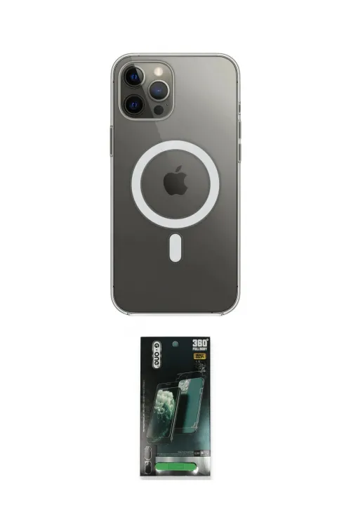 ieg™ iPhone 12 Pro Max Kılıf Ahenk Yansıma Prime - Şeffaf 360 Full Body Arka Koruyucu
