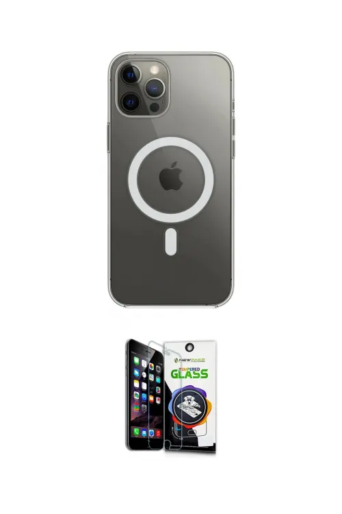 ieg™ iPhone 12 Pro Max Kılıf Ahenk Yansıma Prime - Şeffaf Temperli Cam Ekran Koruyucu