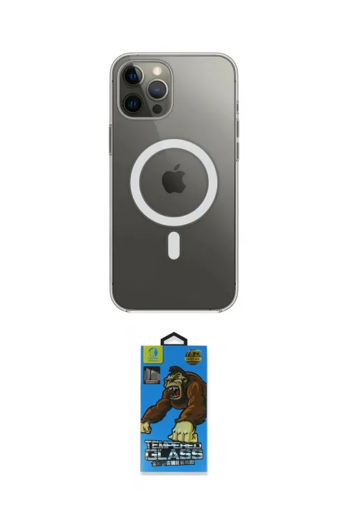 ieg™ iPhone 12 Pro Max Kılıf Ahenk Yansıma Prime - Siyah 18D Cam Ekran Koruyucu